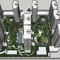 Modern High Rise Residential Complex With Landscaped Gardens And Green Spaces