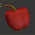 Fresh Red Bell Pepper Vegetable with Shiny Surface Green Stem and Vibrant Color