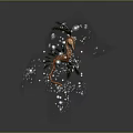 Red Feathered Game Movie Character With Slender Body Bird Beak White Light And Green Leaves