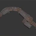 Rusty Industrial Metal Structure With Bent Connected Platforms And Roofs