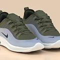 Olive Green And Light Gray Nike Swoosh Sneakers Lace Up Design Mesh Upper White Sole