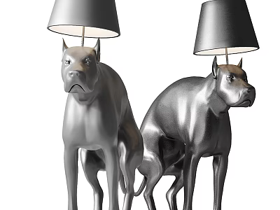 Silver Dog Shaped Floor Lamp With Elegant Lampshade For Modern Home Decor 3d model