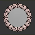Modern Geometric Faceted Circular Mirror With Metallic Finish For Home Decor