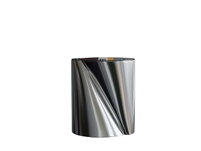 Modern Silver Metal Side Table With Smooth Cylindrical Design For Living Room 3d model