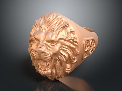 Modern Ring Lion Head Ring Royal Ring 3d model