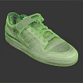 White And Green Athletic Shoes With Three Stripes Velcro Strap And Perforated Upper
