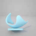 Light Blue Abstract Sculpture with Square Base Smooth Design and Curved Lines 3d model