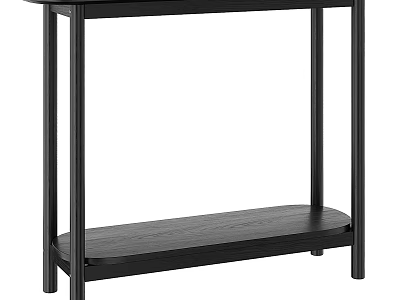 Sturdy Black Modern Sleek Dining Table With Four Legs And Lower Storage Shelf 3d model