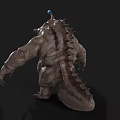 3D Monster Model Featuring Ugly Large Mouth Sharp Teeth Rough Skin Blue Orb On Head