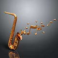 Elegant Golden Saxophone Home Decor Item With Musical Notes And Symbols