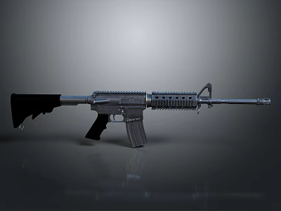 Modern Tactical Rifle With Silver Barrel Black Stock And Magazine Design 3d model