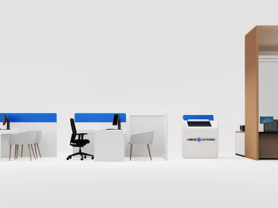 Modern Bank Interior Design With Service Counter Office Area And Seating Furniture 3d model