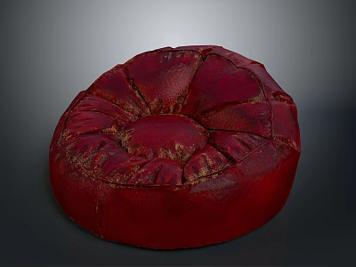 Red Round Cushion With Wrinkled Surface Soft Comfortable Seating For Living Room Home 3d model