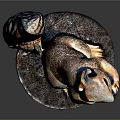 Squirrel Sculpture Carving With Detailed Craftsmanship Standing Pose Fluffy Tail And Holding Nut