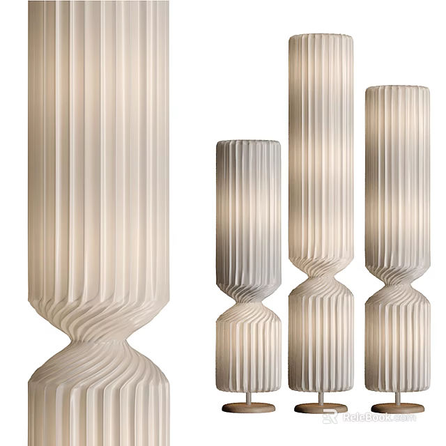 Modern Striped Floor Lamps With Different Sizes And Elegant Lighting Design 3d model 