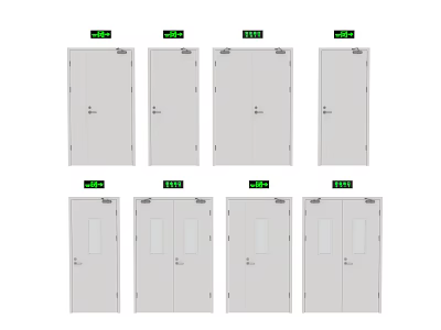 Different Types of Fire Safety Doors with Modern Design and Security Features 3d model