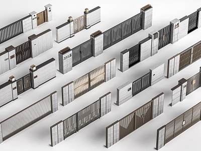 courtyard wall, courtyard door, courtyard wall, community wall model