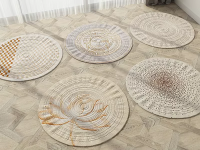 Round Rugs With Various Patterns In Light Tones For Home Interior Decor 3d model