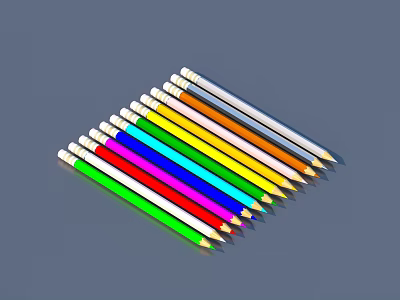 Essential Colorful Wooden Pencils With Assorted Bright Colors For Daily Use 3d model