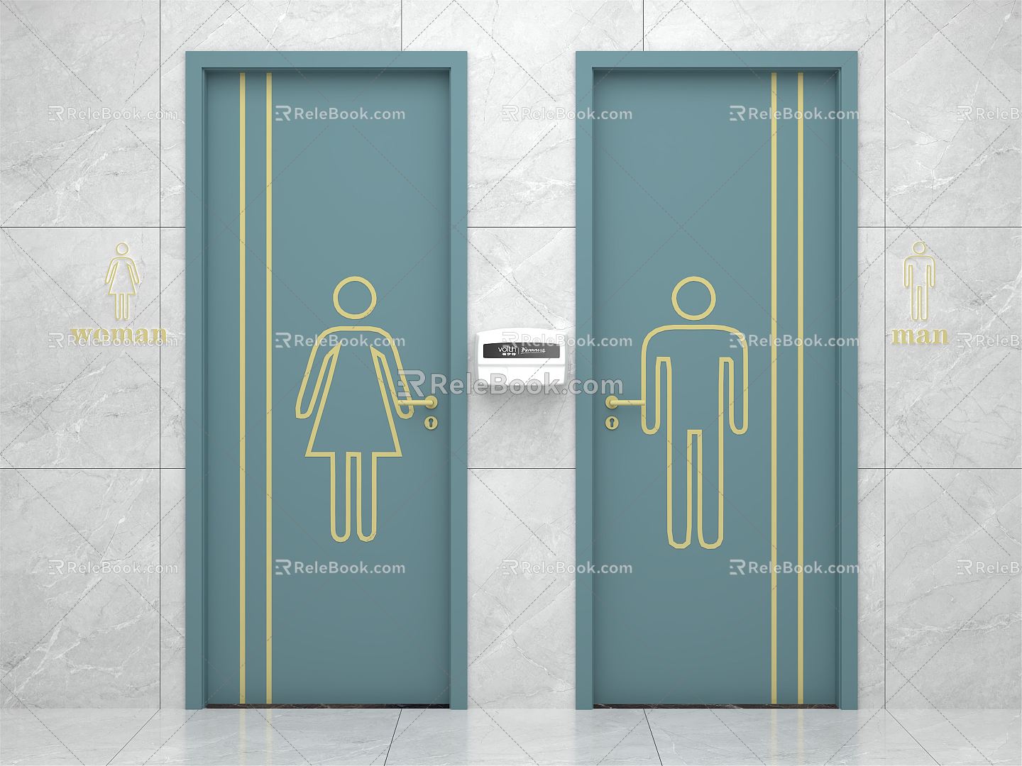 Modern swing door bathroom door 3d model