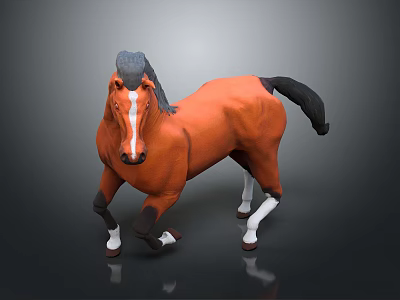 Orange Horse With Gray Mane And Black Tail Running On Gray Background 3d model