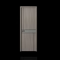 Modern Dark Wooden Swing Door With Vertical Glass Panel for Interior Design