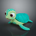 Cute Green Turtle Stuffed Toy With Turquoise Shell And Big Eyes