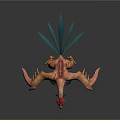 Vibrant Fantasy Game Movie Character With Red Head Blue Feathers And Orange Body