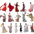 Multiple People In Traditional Chinese Costumes With Various Styles And Hairstyles
