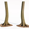 Natural Wood Tree Trunks with Stone Base and Root Details for Decor 3d model