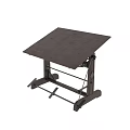 Sturdy Wooden Drafting Table With Metal Brackets And Adjustable Top Surface 3d model