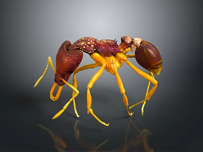 Detailed 3D Rendered Ant With Red Yellow Body And Long Yellow Legs 3d model