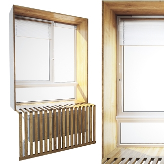 Modern windows Windows with wooden slopes 3d model