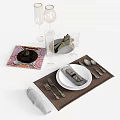 Elegant Dinnerware Set With Plates Cutlery Wine Glasses Napkins And Placemats