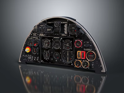 Detailed Aircraft Instrument Panel With Multiple Gauges Indicators Dials And Control Components 3d model