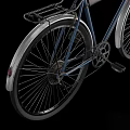 Vintage Blue Bicycle With Brown Seat Curved Handlebars Rear Rack And Fenders
