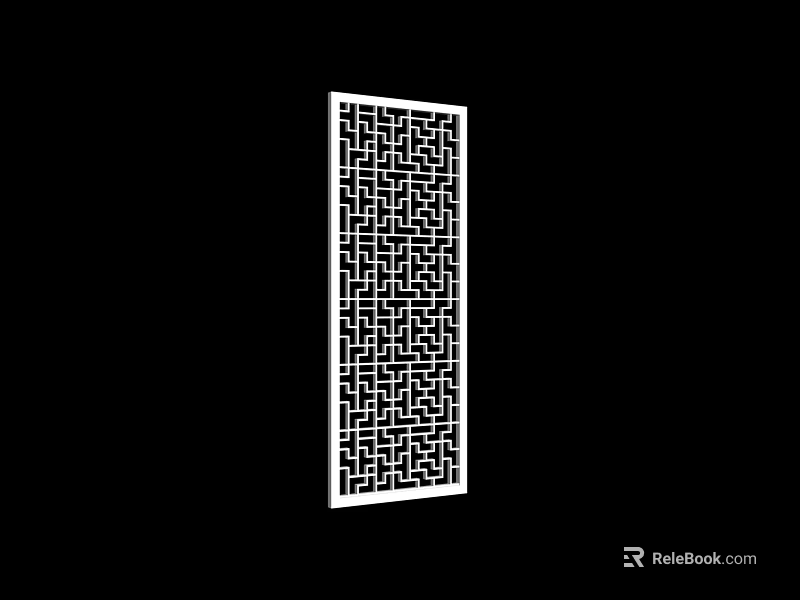 White Decorative Room Divider With Geometric Lattice Pattern For Interior Design 3d model