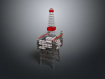 Offshore Drilling Rig Industrial Equipment With Tower And Platform Structure 3d model