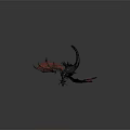 Game Movie Dragon Character With Red Wings Black Scaled Body And Sharp Spikes Claws