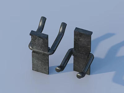 Abstract Black Metal Humanoid Sculptures With Simple Geometric Shapes 3d model
