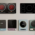 Various Electric Cooktops With Multiple Burners And Colorful Designs