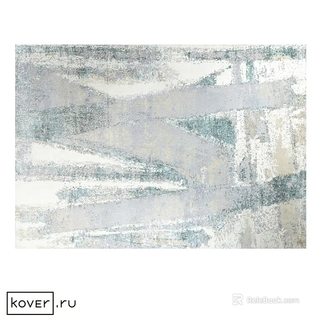 Square Area Rug With Abstract Geometric Pattern Gray White And Blue Textured Design 3d model 