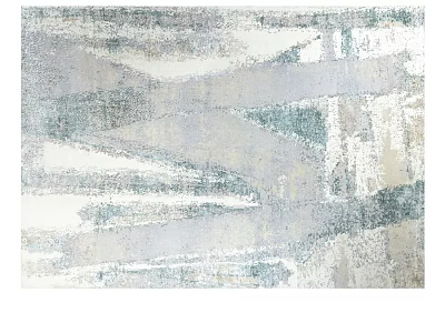 Square Area Rug With Abstract Geometric Pattern Gray White And Blue Textured Design 3d model