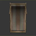 Foldable Wooden Frame Deck Chair With Striped Fabric For Outdoor Relaxation