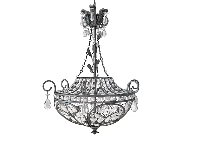 Ornate European Style Chandelier With Intricate Metal Frame And Crystal Pendants 3d model