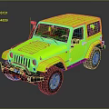 Neon Green Jeep Off Road Vehicle With Bold Grille And Black Wheels Design