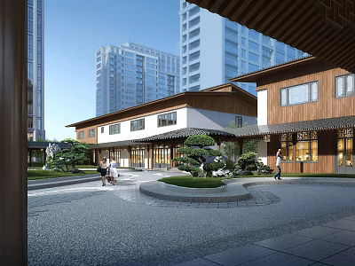 Residential Landscape Featuring Traditional Modern Architecture And Courtyard Greenery 3d model
