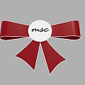 Red Decorative Bow with White Circular Center and MSC Logo Design 3d model