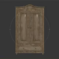 Classic Wooden Wardrobe With Two Doors Drawer And Arched Top Design