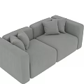 Modern Gray Two Seater Sofa With Soft Fabric Upholstery And Decorative Pillows